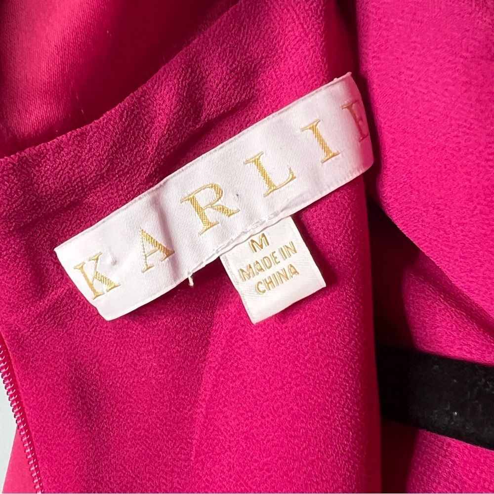 Karlie Hot Pink Satin Romper Skort High Neck Barbiecore Party Cottagecore Size M - Picture 7 of 8